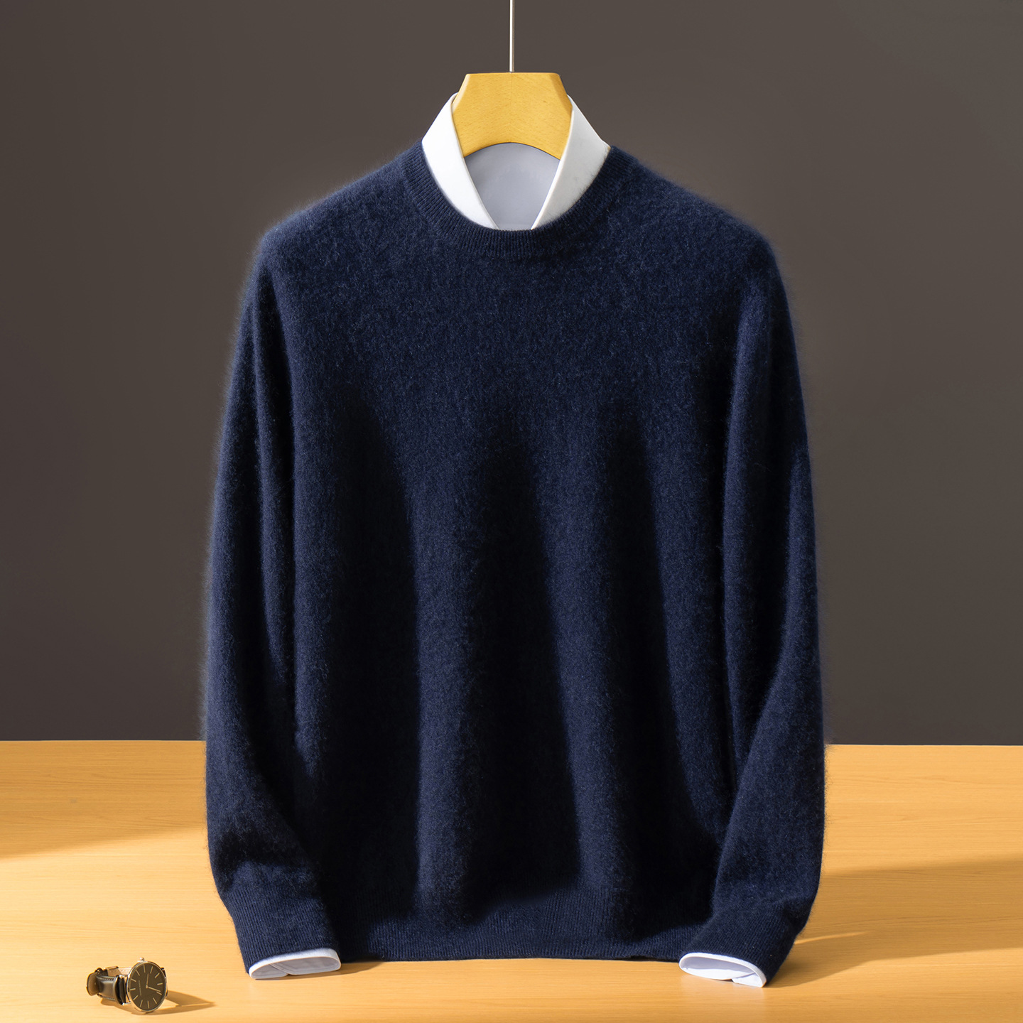 Men's Cashmere Sweater, Round Neck, Business Casual