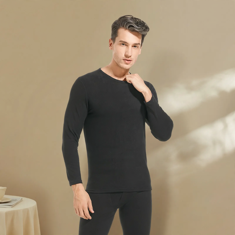 Men's thermal underwear set, insulated, round neck