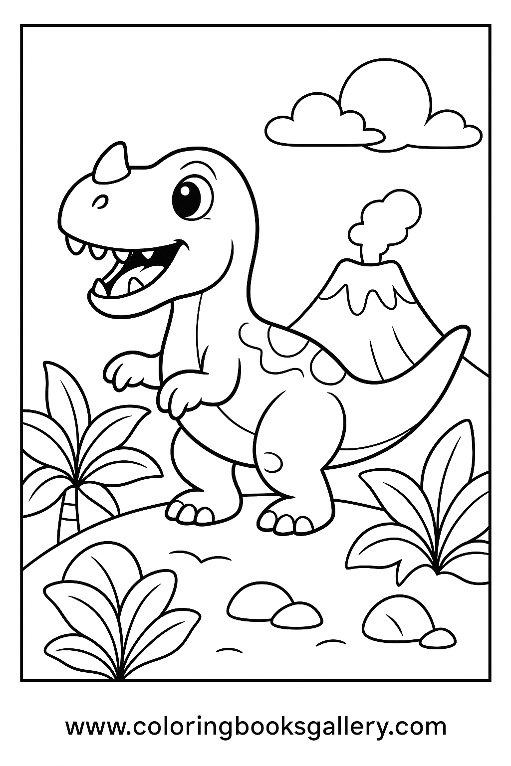 Cartoon Ceratosaurus Roaring Loudly Coloring Page For Toddlers – free coloring page for kids
