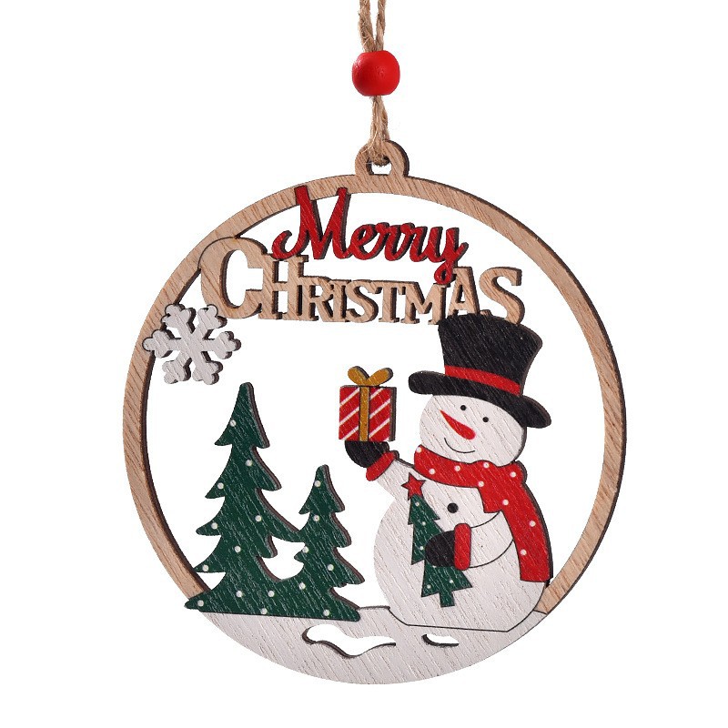 Decorative Gnome Wooden Ornaments with Christmas Motifs