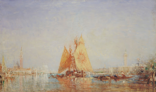 Venise Trabaccolo À La Voile Jaune 1870 1890