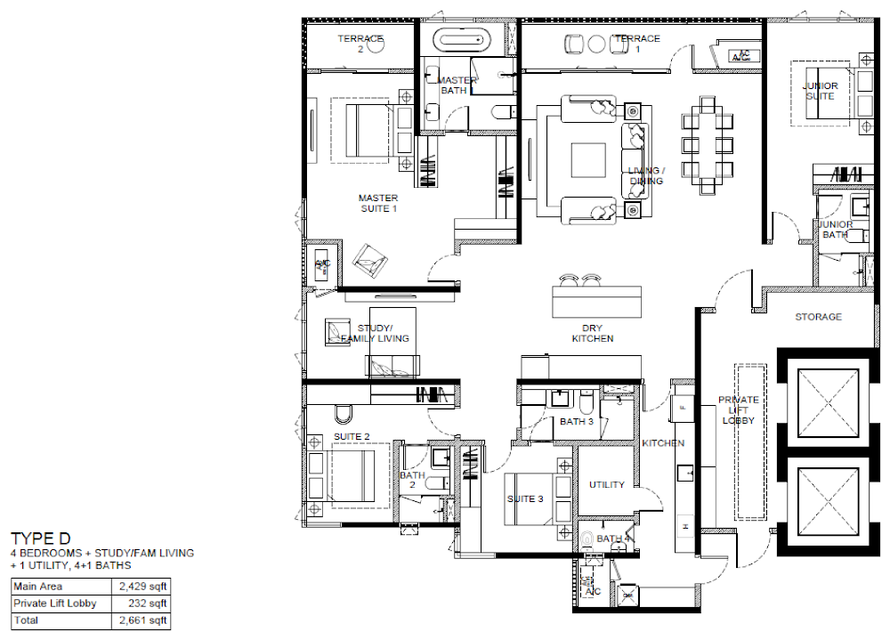 The Ashbourne Type D floor plan, about 2661 sq ft