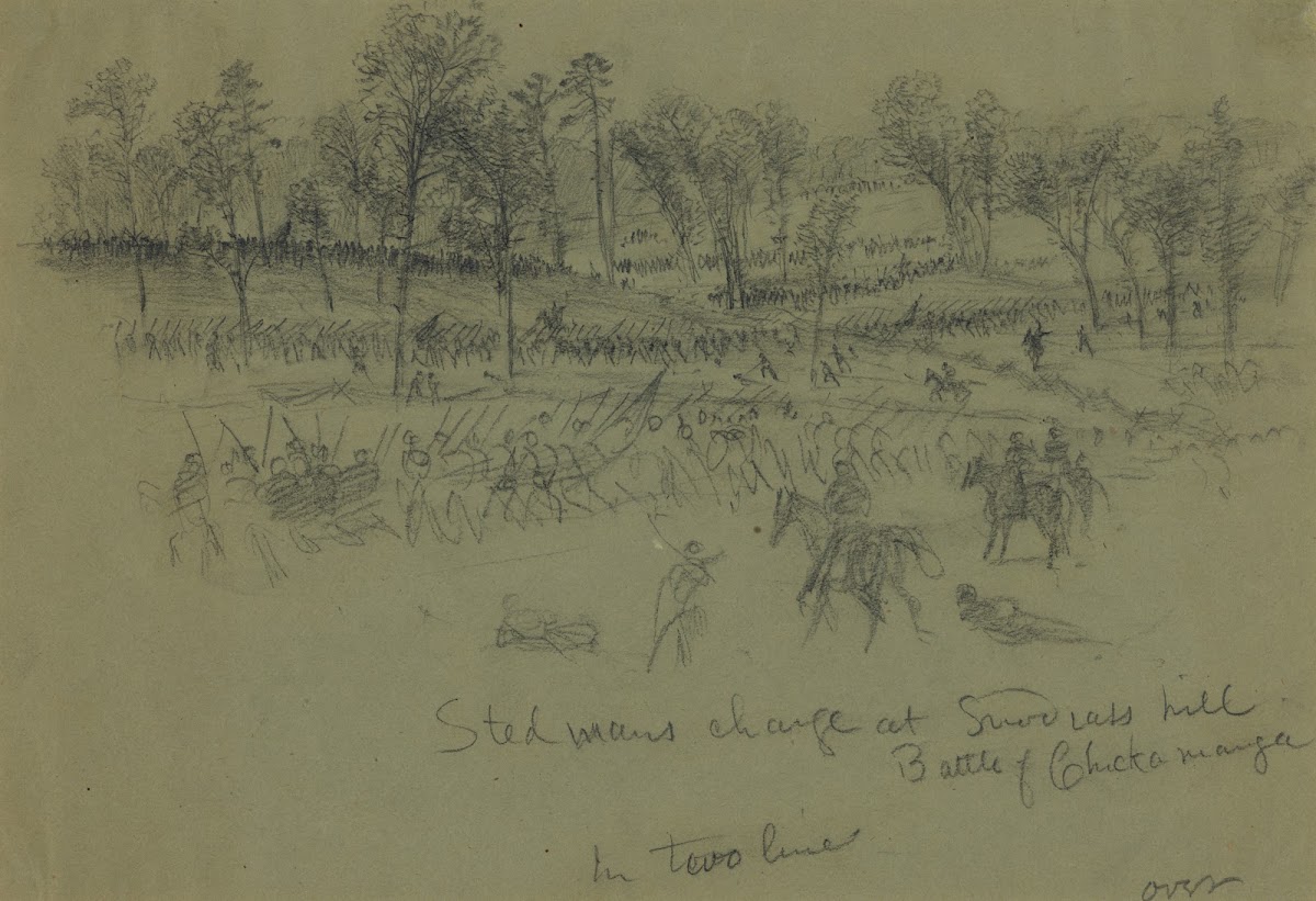 Steedmans charge at Snodgrass hillBattle of Chickamauga 1863