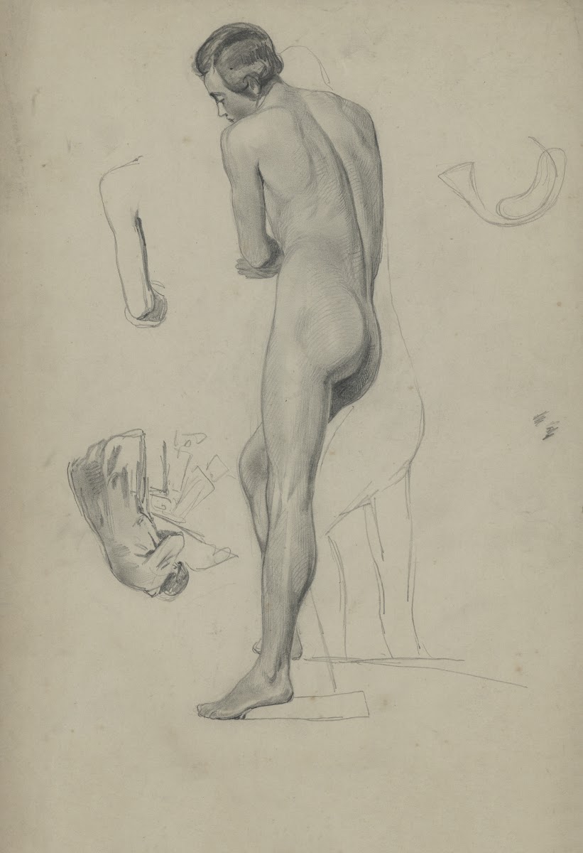 Academic nude of a standing man 19th century
