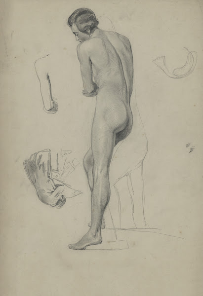 Academic nude of a standing man 19th century