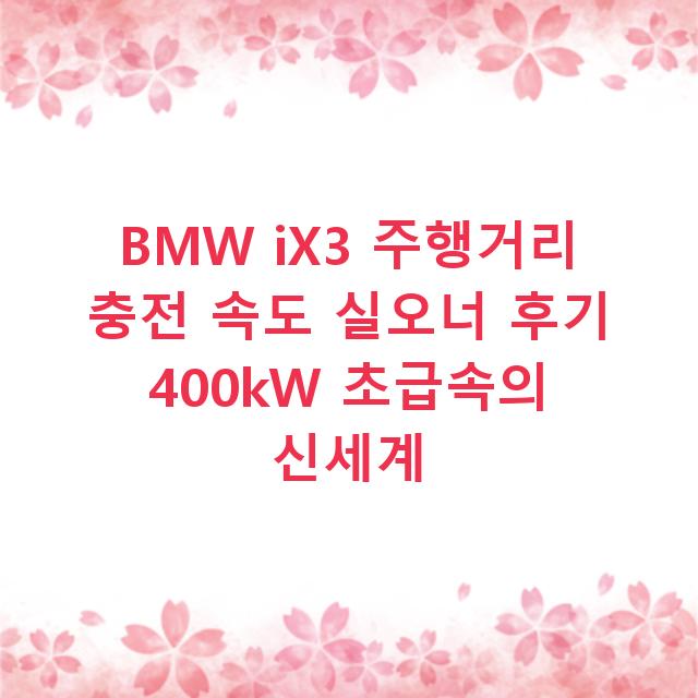 BMW iX3 주행거리 충전 속도 실오너 후기 400kW 초급속의 신세계