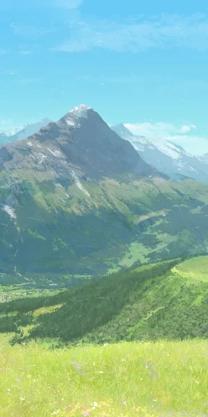 Anime, Mountain Landscape, Girl Running, Scenic View 4K Wallpaper Background