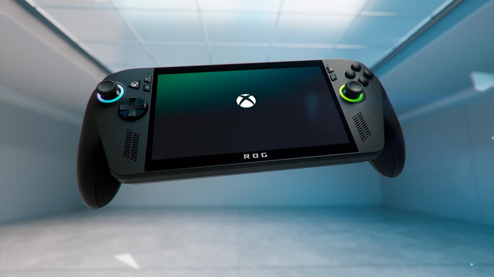 A video game controller with a screen    AI-generated content may be incorrect.
