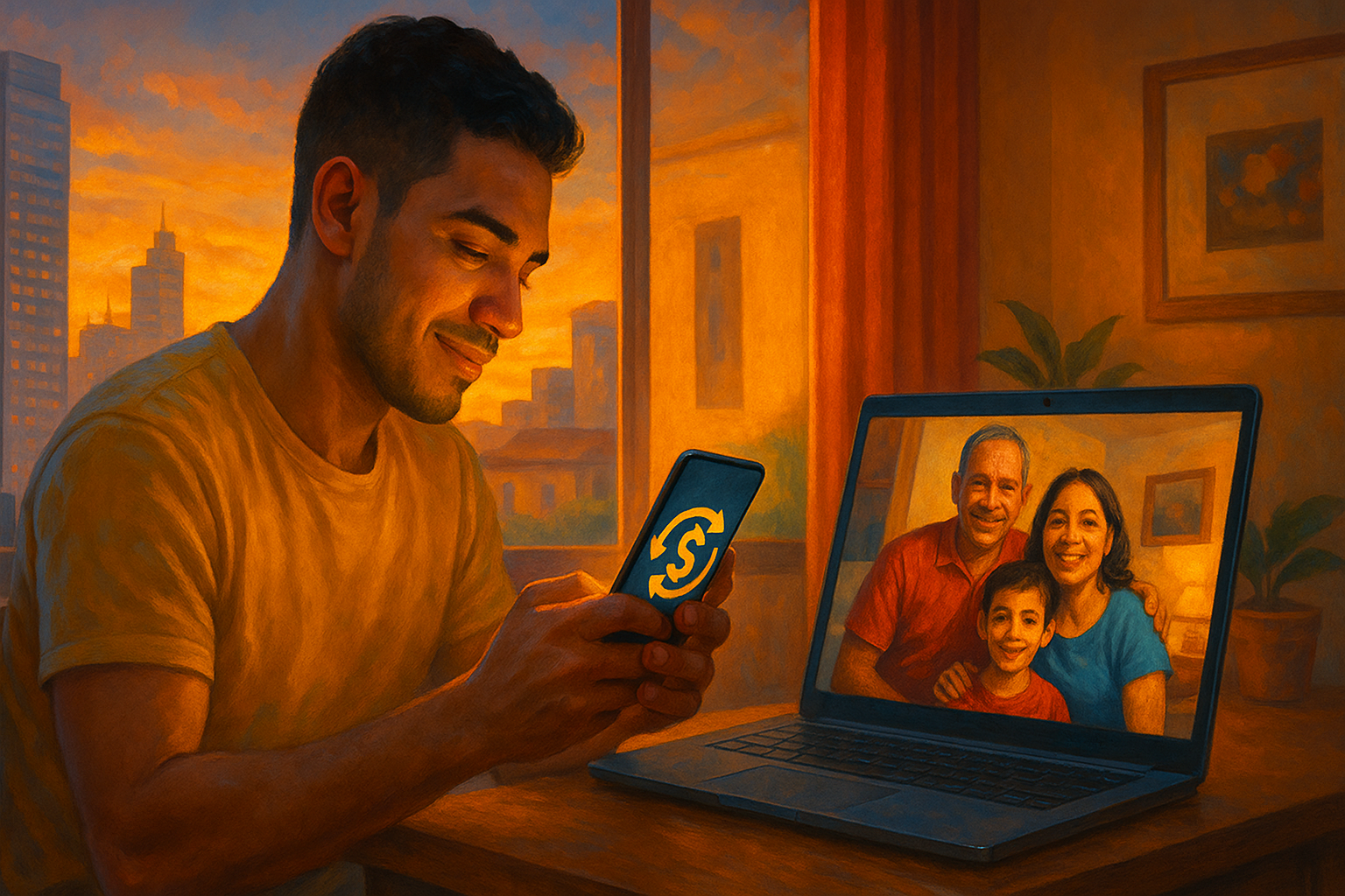 venezolanos enviando dinero desde el exterior con apps de remesas