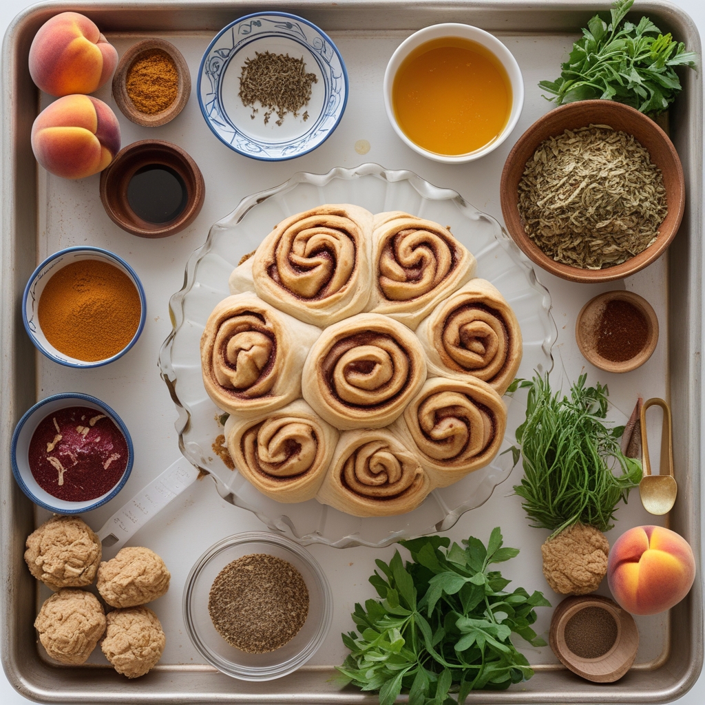 Ingredients for Peach Pie Cinnamon Rolls Recipe – Easy Homemade Sweet Breakfast Treat