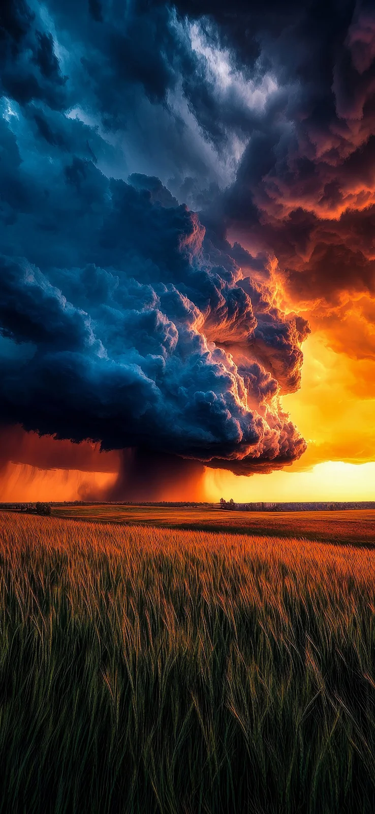 Storm, Sunset, Field, Weather Full HD iPhone Wallpaper Background (1338x2900)