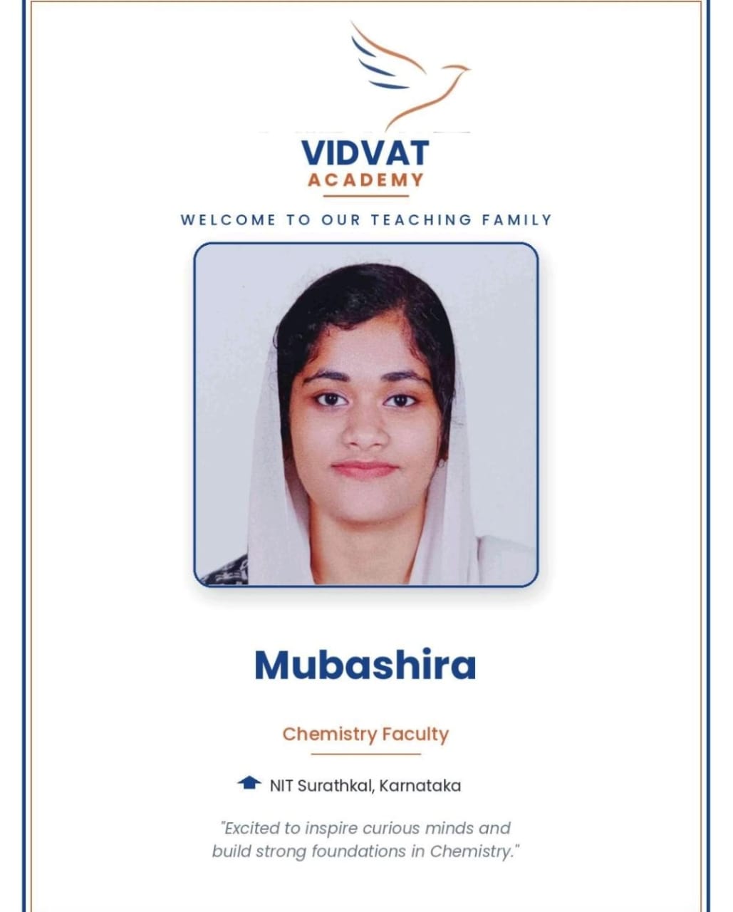 Mubashira, Chemistry Faculty