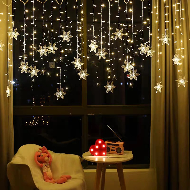 LED Snowflake Curtain Light String