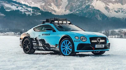 Bentley Continental, Car, Vehicle, Blue Cars, Snow, Bentley Wallpaper Background