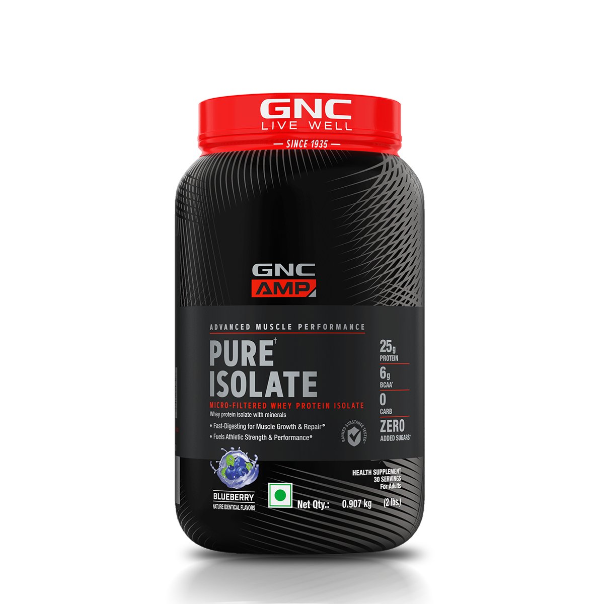 GNC AMP Pure Isolate (Low or Zero Carb) — Blueberry, 4 lbs