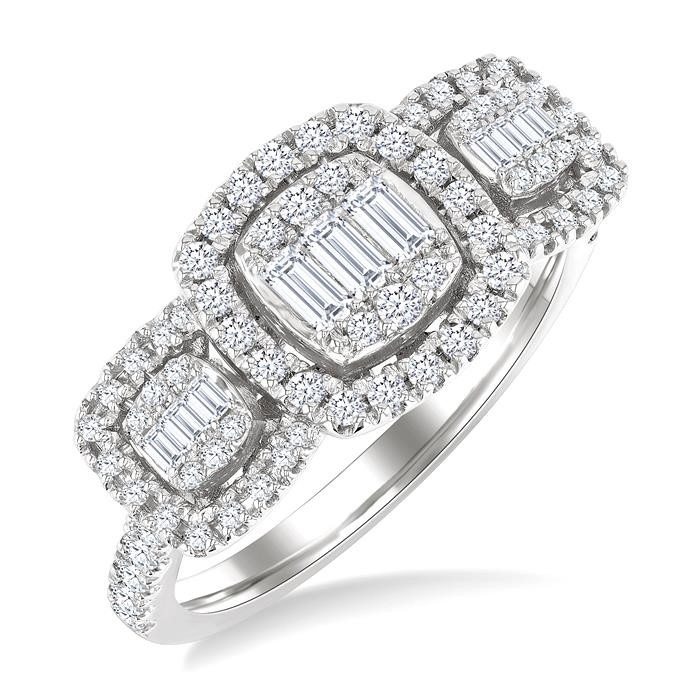 Cushion Shape Past Present & Future Halo Fusion Diamond Engagement Ring