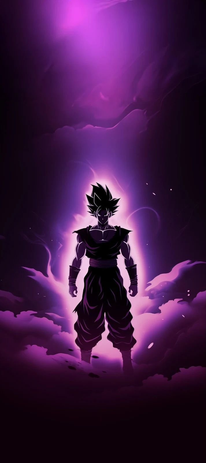 Goku Powering Up Purple Aura - Anime Illustration iPhone Wallpaper (963x2160)