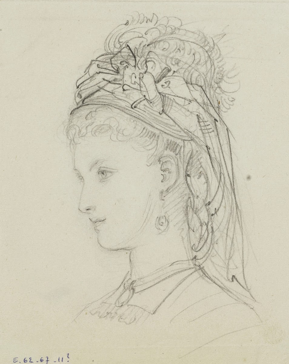 Tête féminine avec coiffe 1862 1872