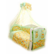 Bedding set for a baby crib 8 el Twins Standard Basic Fluffy bears green