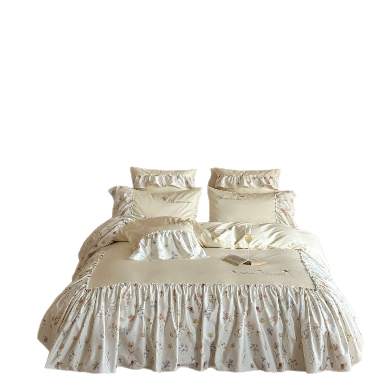 Luxus-Bettwäsche-Set, 100er Baumwollsatin, bedruckt, 4-teilig