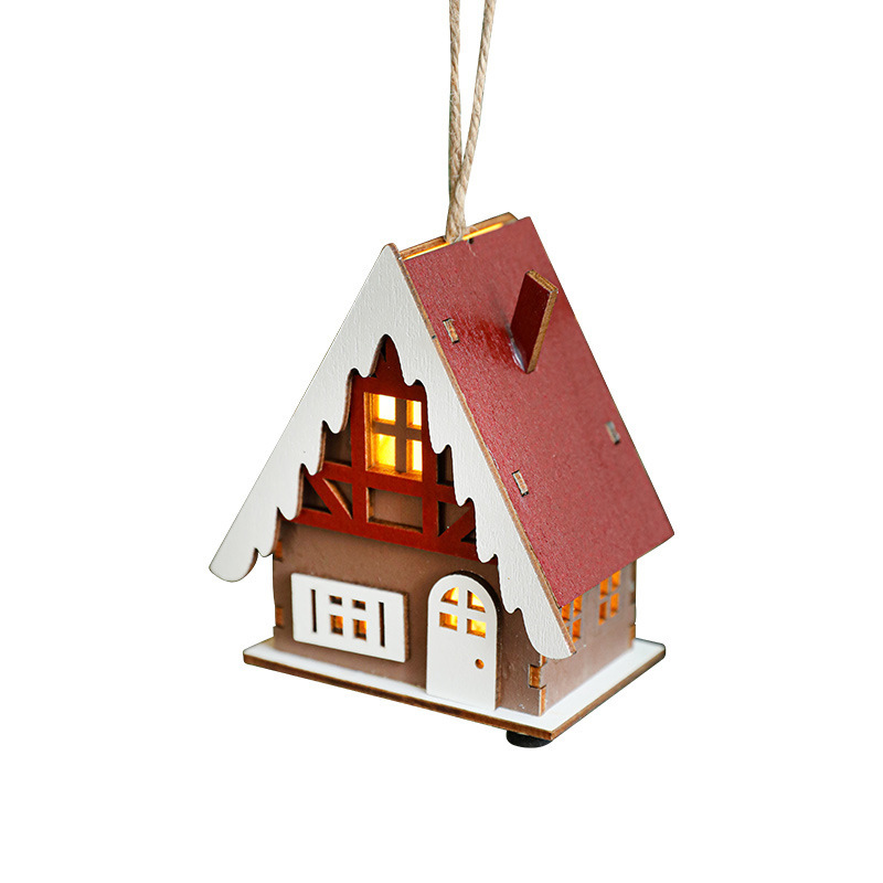 Beleuchtetes Holzhaus für Weihnachtsdekoration