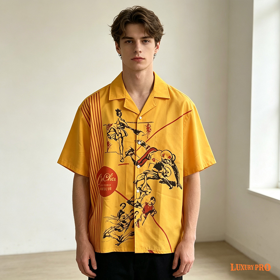 AOP EO Long Sleeve Shirt Regular Double Collar No Pocket – Linglong Linen Fabric