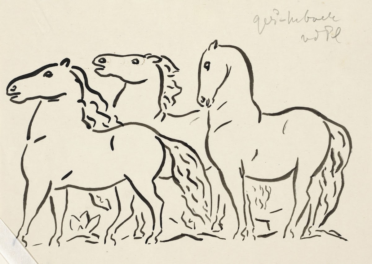 Three horses standing looking to the left 1935   1936