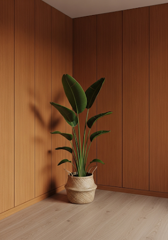 Minimalist Plant in Wood Room