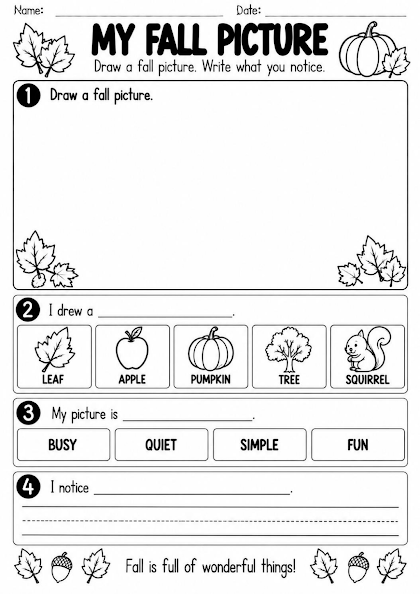 My Fall Drawing and Writing Worksheet