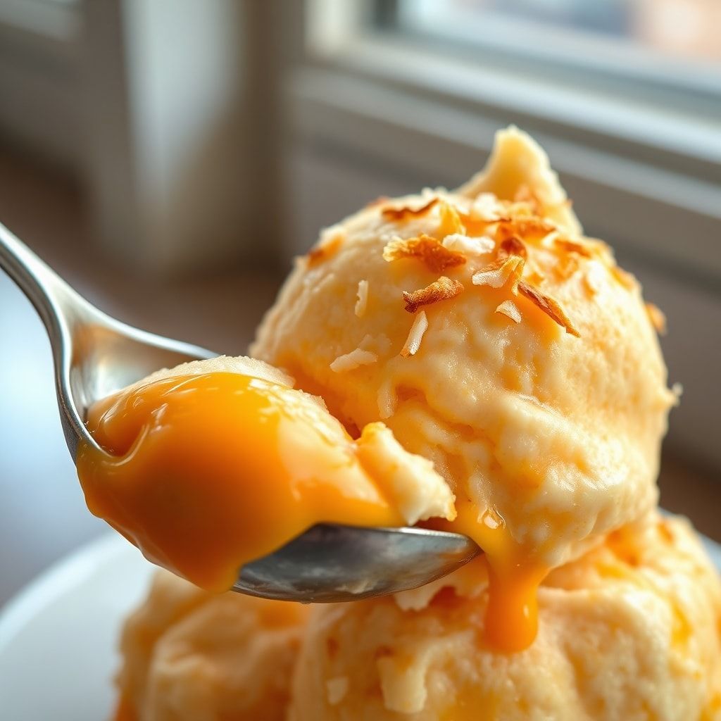 Easy Thai Tea Ice Cream Recipe with Toasted Coconut Topping (No-Churn!) finished