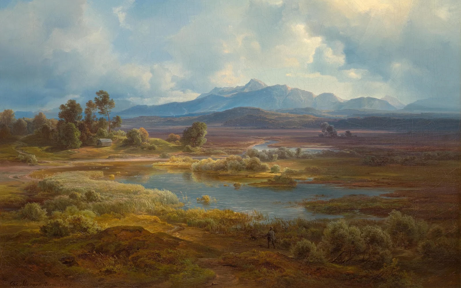 Classic Mountain Valley Landscape - Classic Oil Painting 5K Wallpaper (6091x3808)