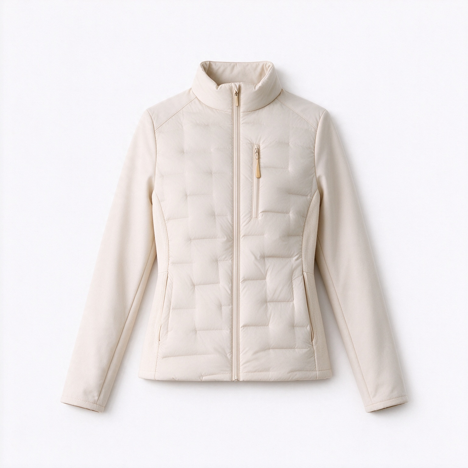 Slim women's down jacket, white duck down, lightweight and warm