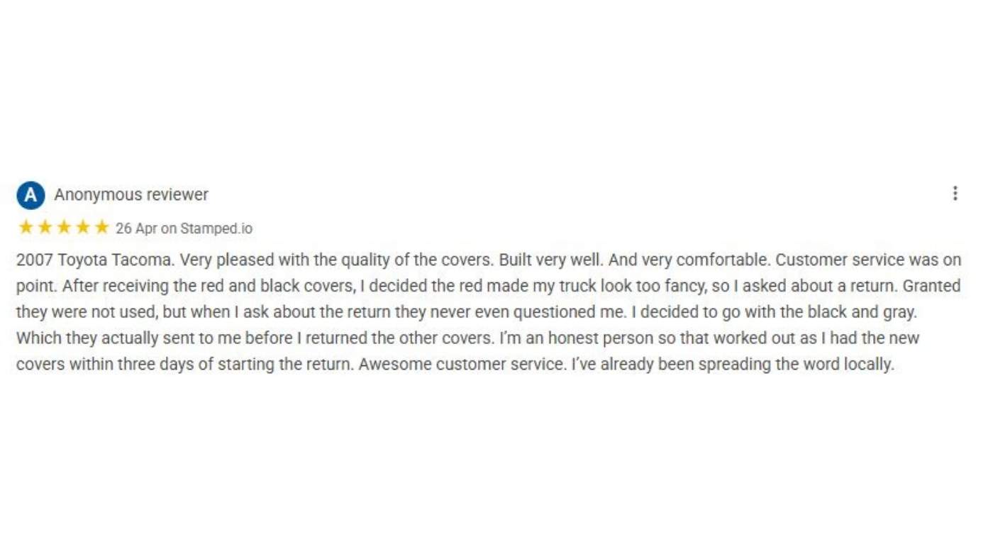 Seat Cover Solutions customer review