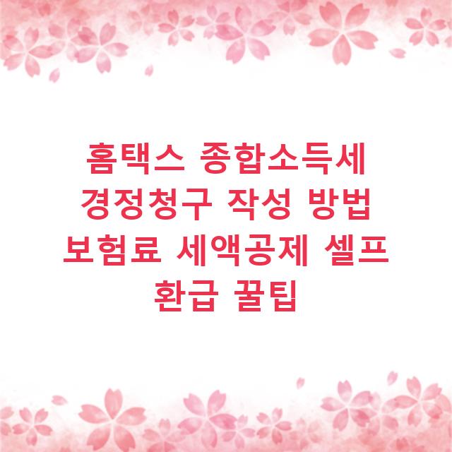 홈택스 종합소득세 경정청구 작성 방법 보험료 세액공제 셀프 환급 꿀팁