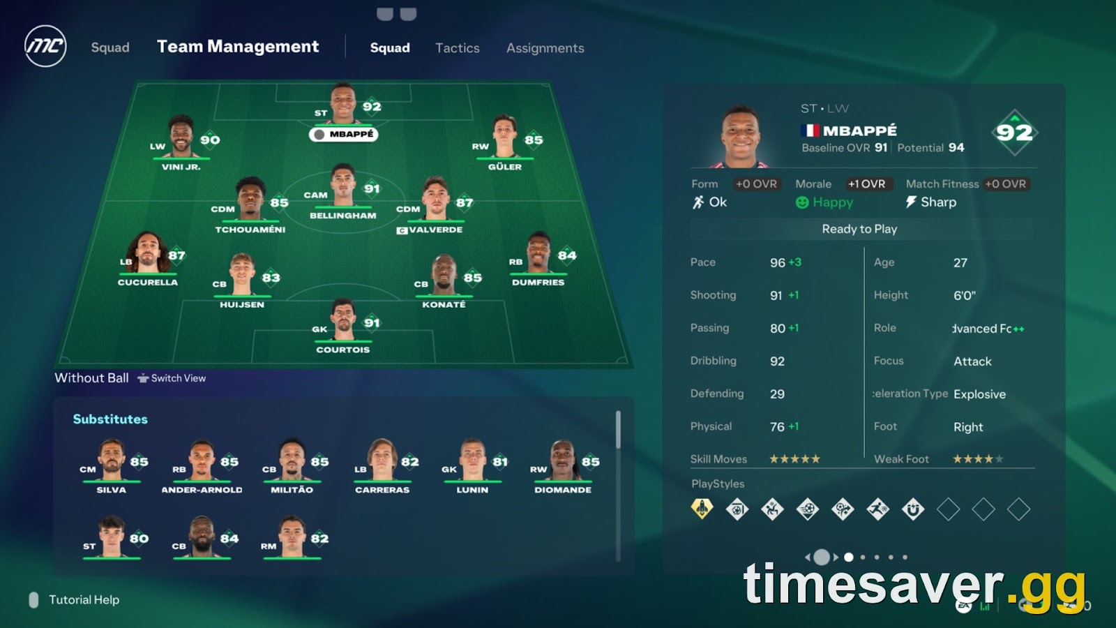 FC 27 update 1.1 revised Career Team Management squad screen