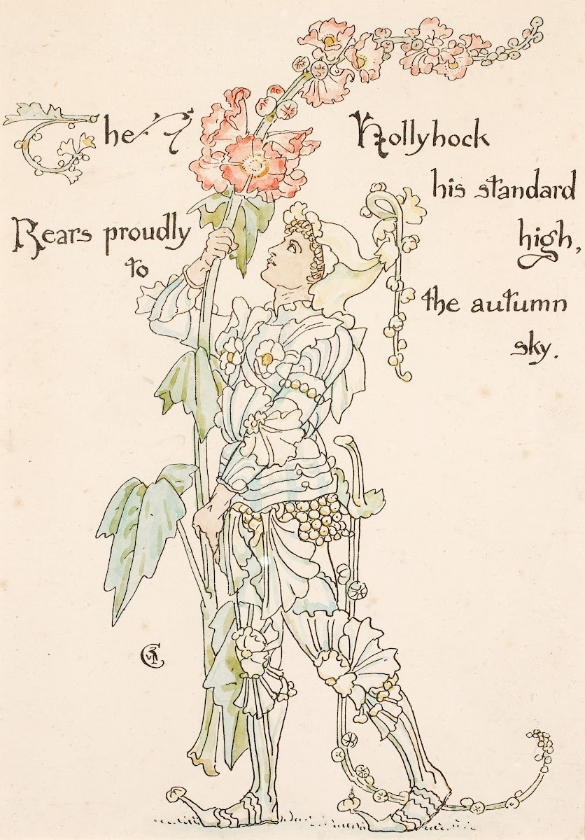 The Hollyhock his standard high Rears proudly to the autumn sky 1889
