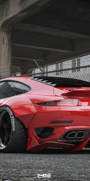 Porsche, Sports Car, Red Car, Tuned Car Full HD Wallpaper Background