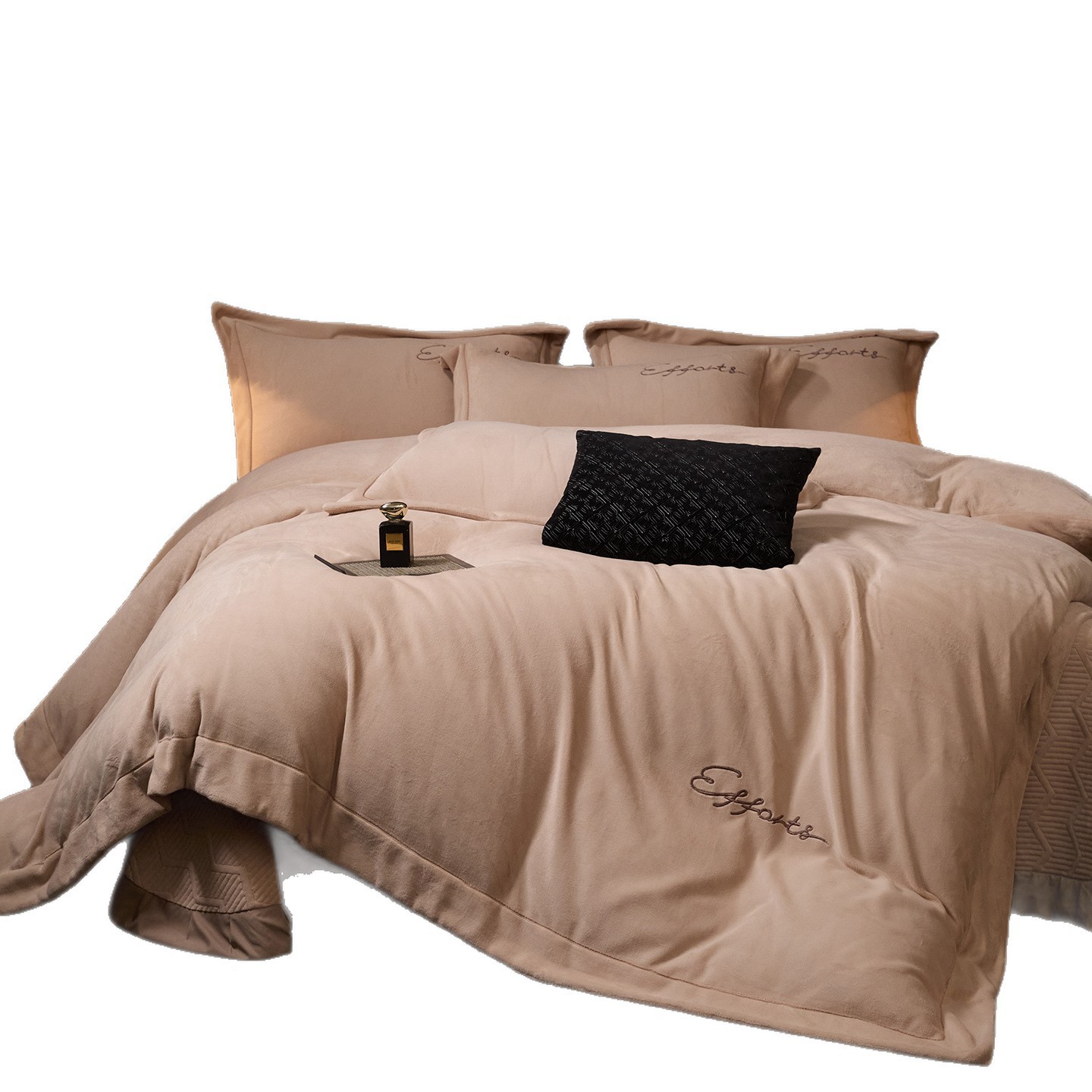 Schweres Milchfaser-Fleece Bettwäsche-Set, einfarbig
