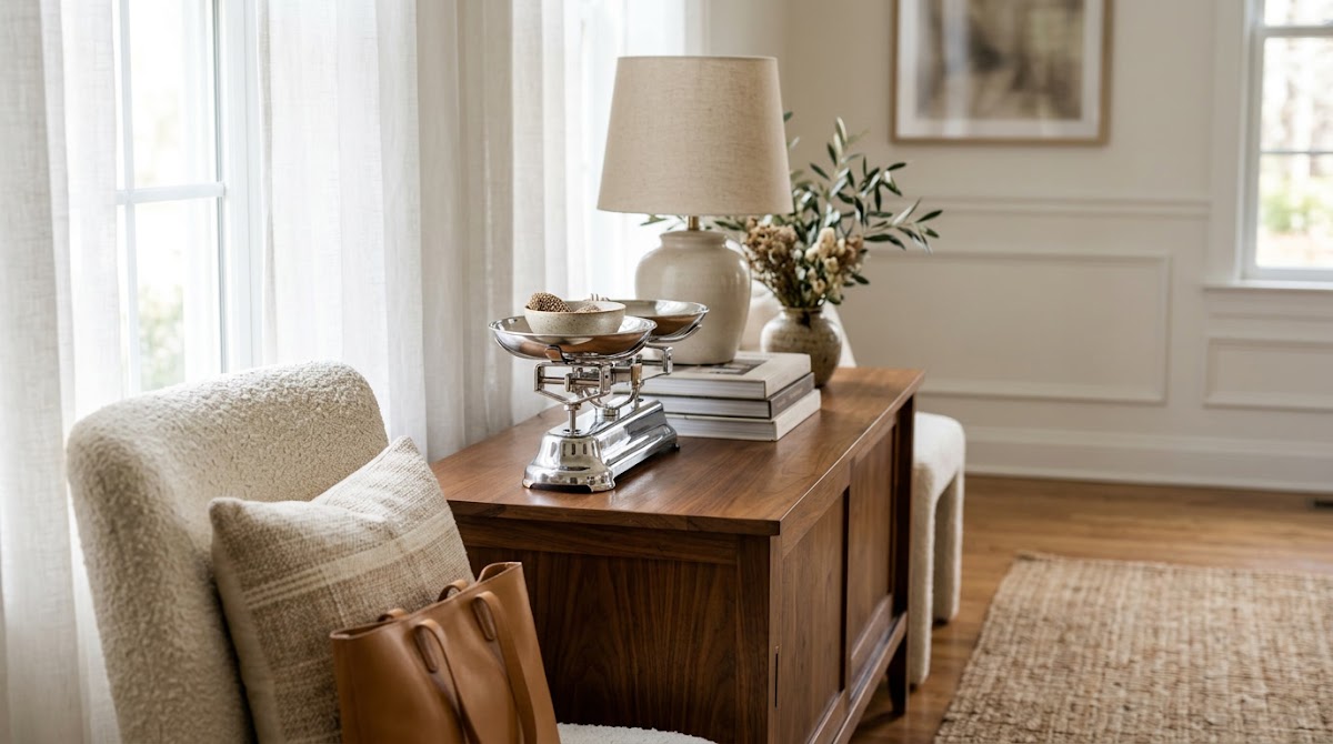 How to Fix the Most Common Chrome Decor Mistakes - small apartment chrome furniture measured beside warm wood storage