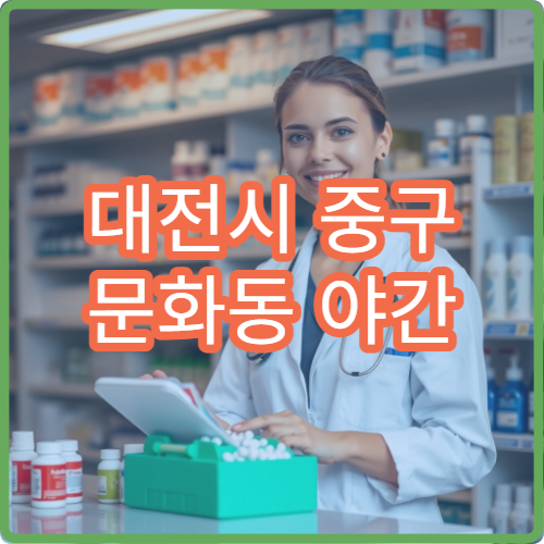 대전시 중구 문화동 야간 영업 문여는 약국 심야 처방약 구매 안내