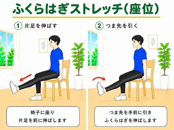 ふくらはぎストレッチ（座位）