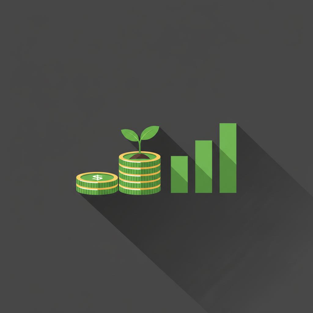 Is $100 enough to invest in stocks? Minimal 2D vector seedling growing from stacked digital coins and small bar graphs on dark Finance Police background