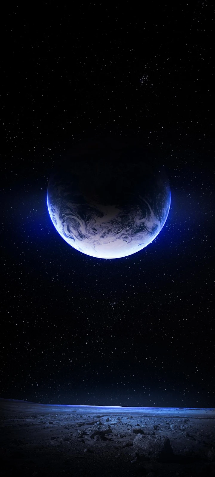 Distant Earth Seen From Space - Sci-Fi Visualization Full HD iPhone Wallpaper (1080x2400)