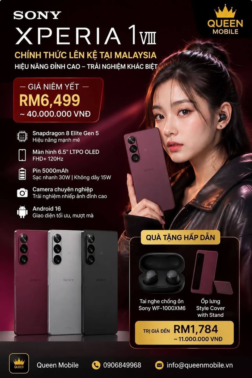Sony Xperia 1 VIII chính thức mở bán tại Malaysia, giá khoảng 40 triệu đồng kèm tai nghe Sony WF-1000XM6 #Sony #SonyXperia1VIII #Xperia1VIII #SonyMalaysia #Snapdragon8EliteGen5 #An
