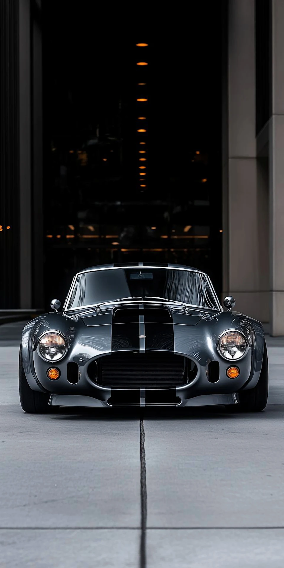 Classic Shelby Cobra Sports Car in Urban Garage Setting - Free 4K mobile Wallpaper