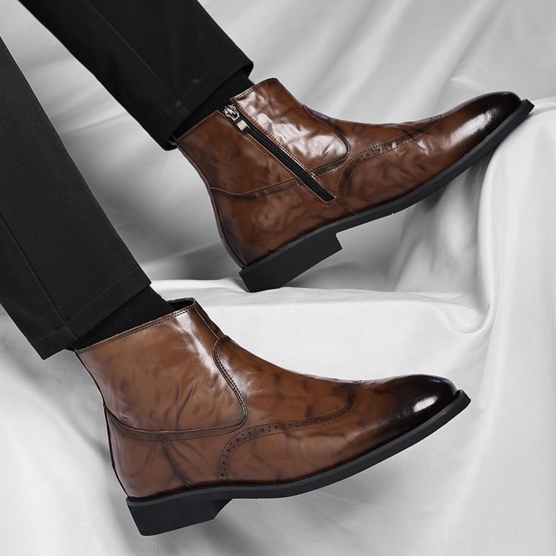 Herren-Lederstiefel, Business-Casual, gefüttert