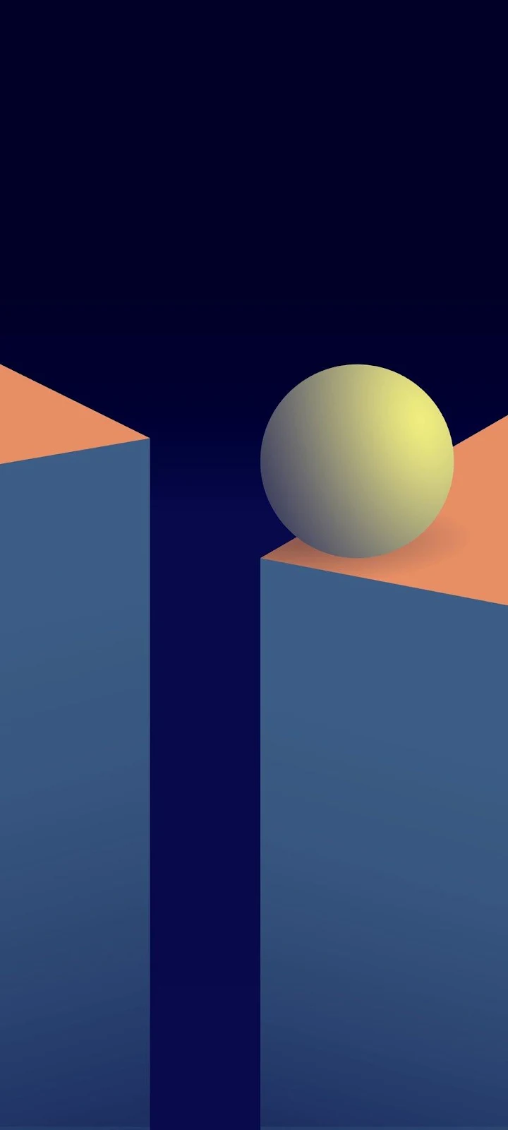 Sphere Balancing On Geometric Edge - Minimalist Digital Art iPhone Wallpaper (921x2048)
