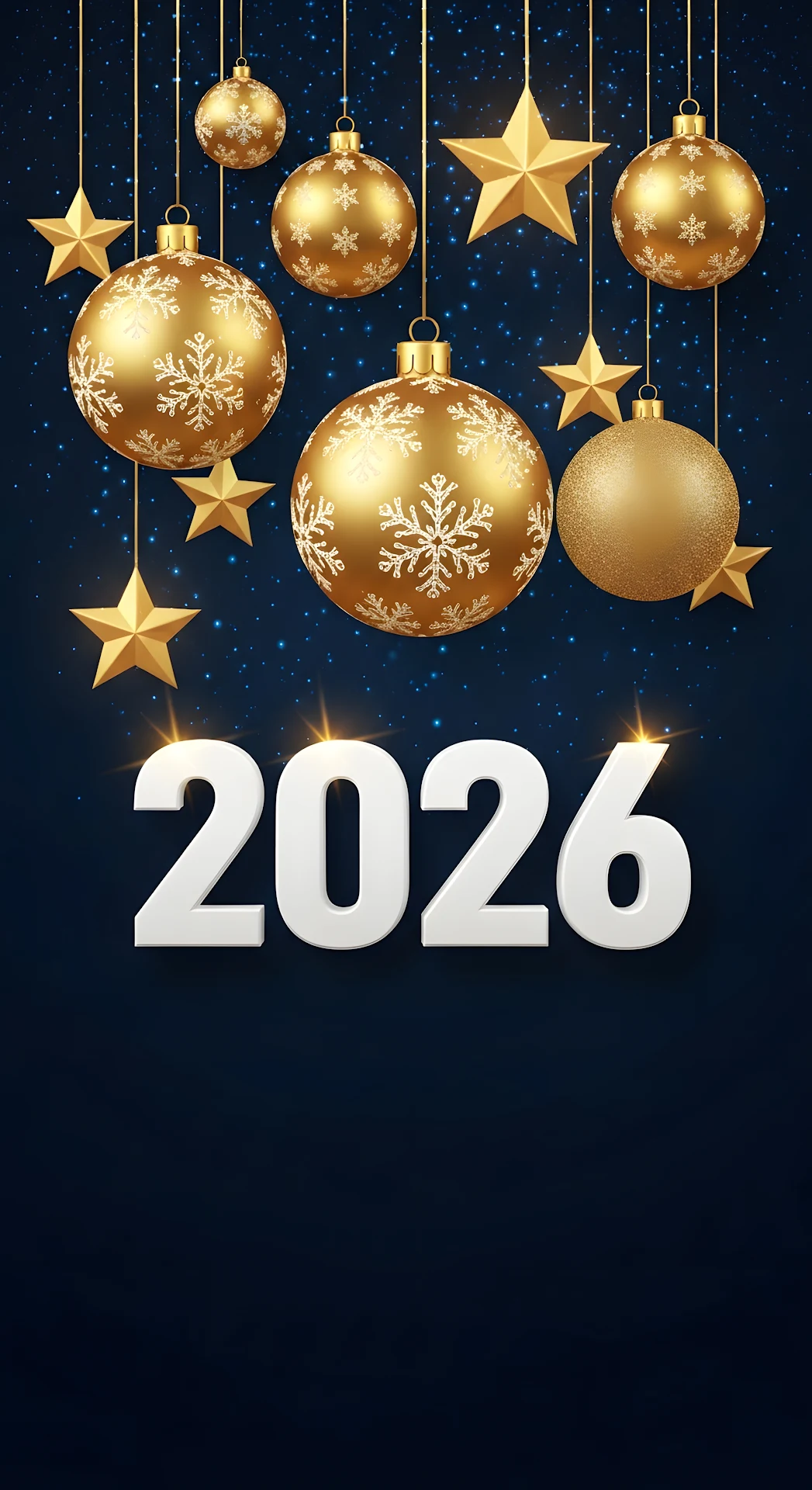 Golden Ornaments 2026 New Year Celebration Design - Free 4K mobile Wallpaper