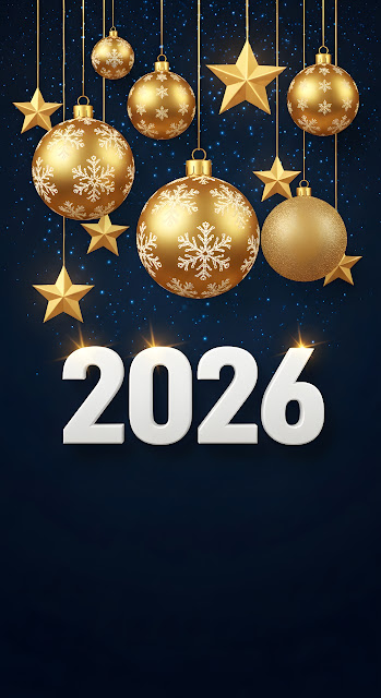 Golden Ornaments 2026 New Year Celebration Design - Free mobile Wallpaper