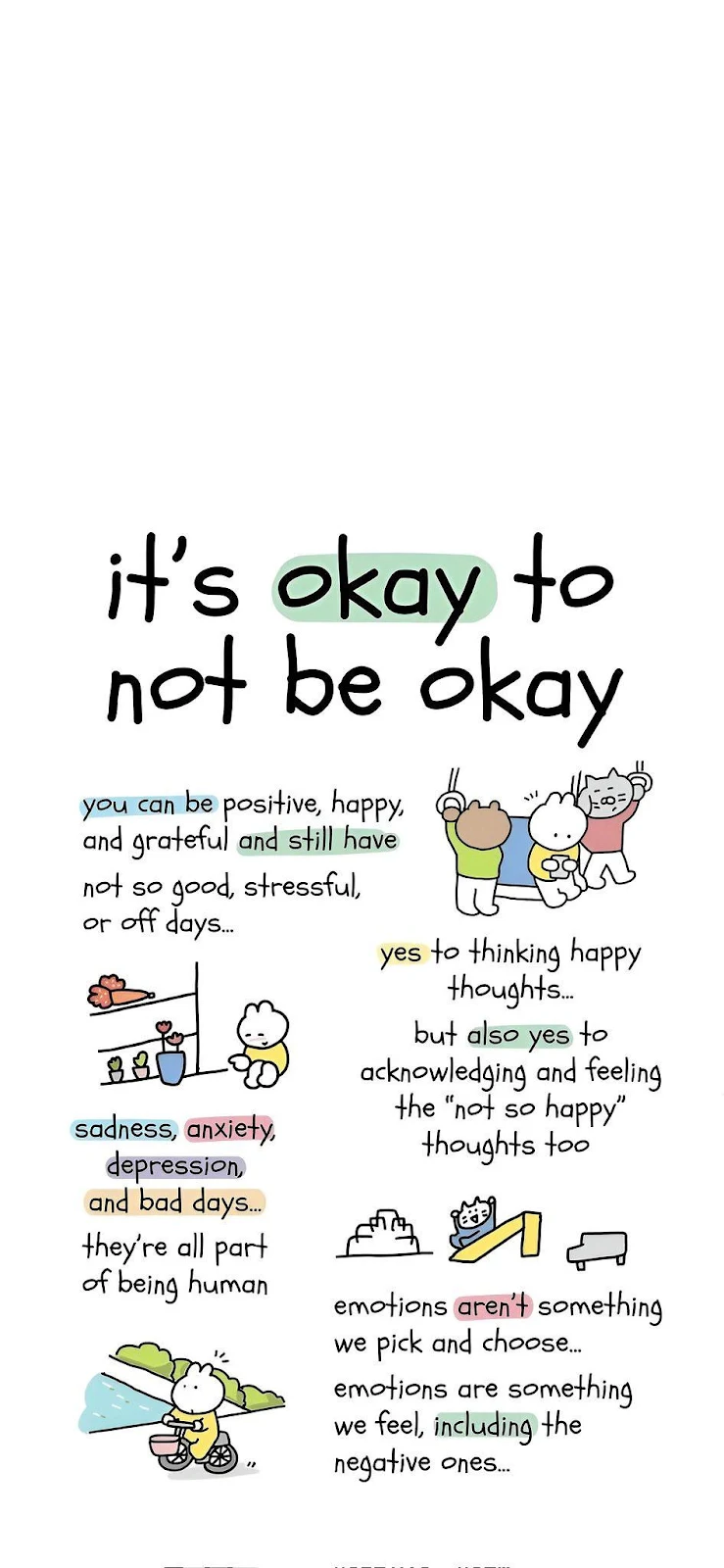 Cute Mental Health Illustration - Digital Cartoon Illustration iPhone Wallpaper (946x2048)
